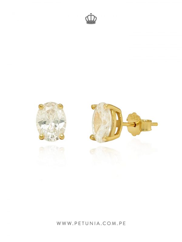 Aretes Bianca oval dorado - Imagen 2
