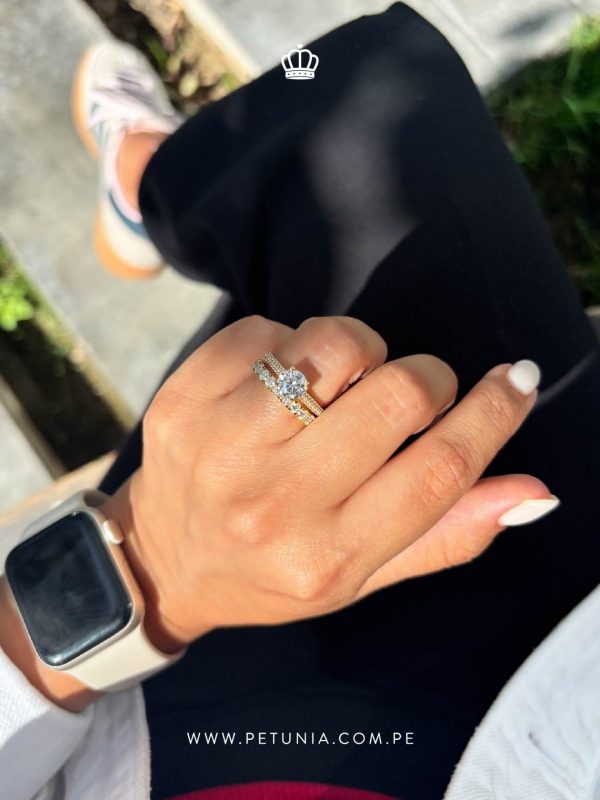 Anillo Abigail Moissanita dorado - Imagen 2