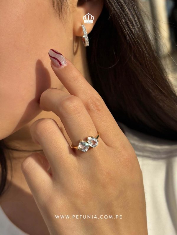 Anillo Toi et Moi piedra luna