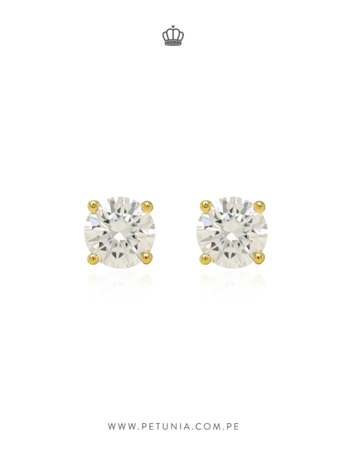 Aretes Stud Moissanita Dorado 6 mm