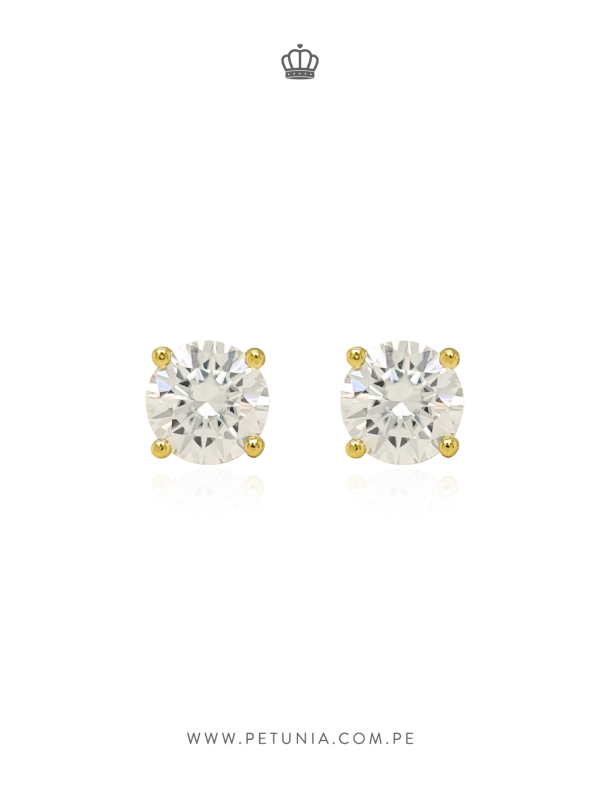 Aretes Stud Moissanita Dorado 6 mm