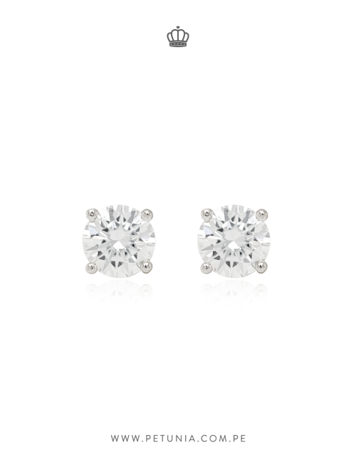 Aretes Stud Moissanita plata 6 mm
