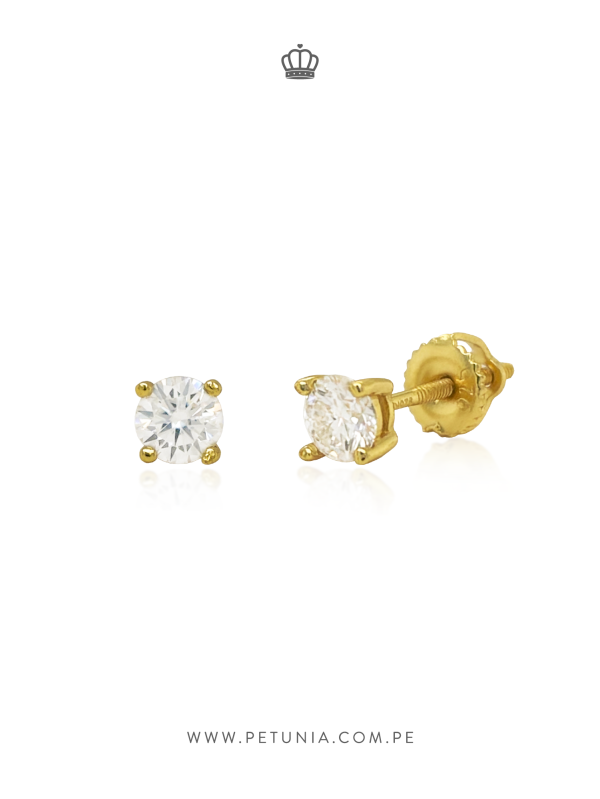 Aretes Stud Moissanita Dorado 4 mm - Imagen 3