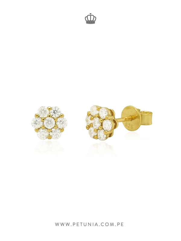 Aretes Layla Moissanita dorado 7 mm - Imagen 3