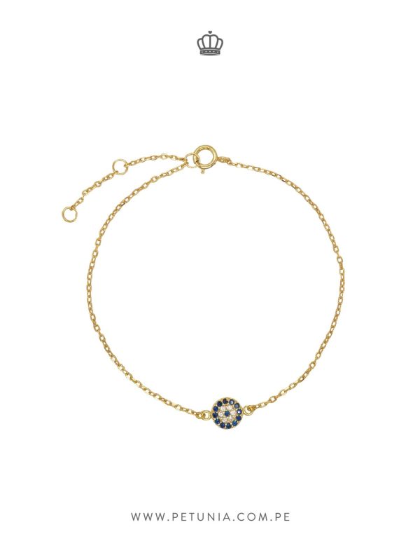 Pulsera ojo cristal dorado