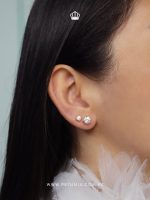 Aretes Stud Moissanita Dorado 6 mm - Imagen 2