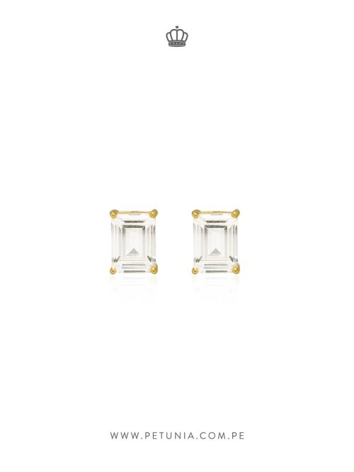 Aretes Bianca Baguette dorado 8 mm