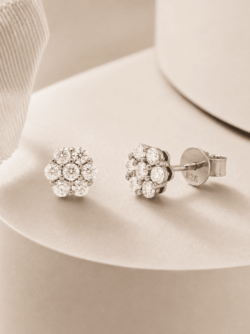Aretes Layla Moissanita plata 7mm