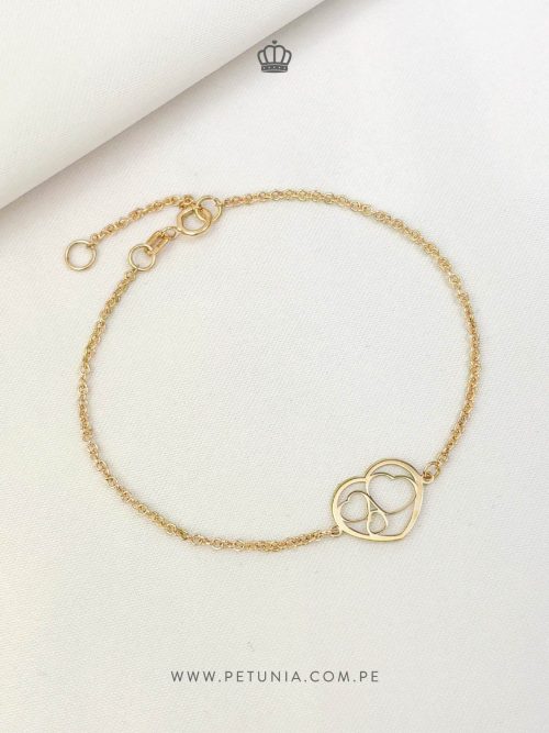Pulsera 3 Corazones oro