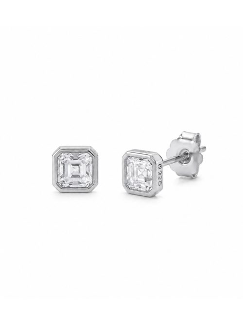 Aretes Kelly Moissanita plata 4 mm
