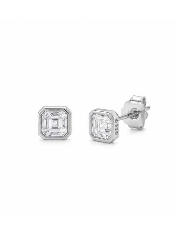 Aretes Kelly Moissanita plata 4 mm