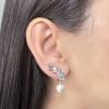 Aretes Hoja perla plata