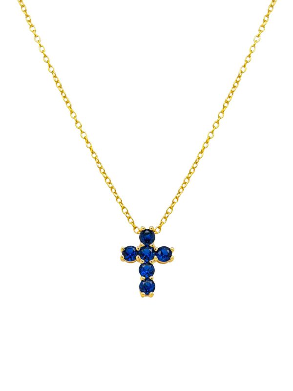 Cadena cruz azul dorado