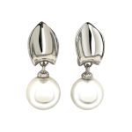 Aretes Hoja perla plata