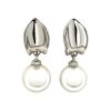 Aretes Hoja perla plata