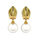 Aretes Hoja perla dorado