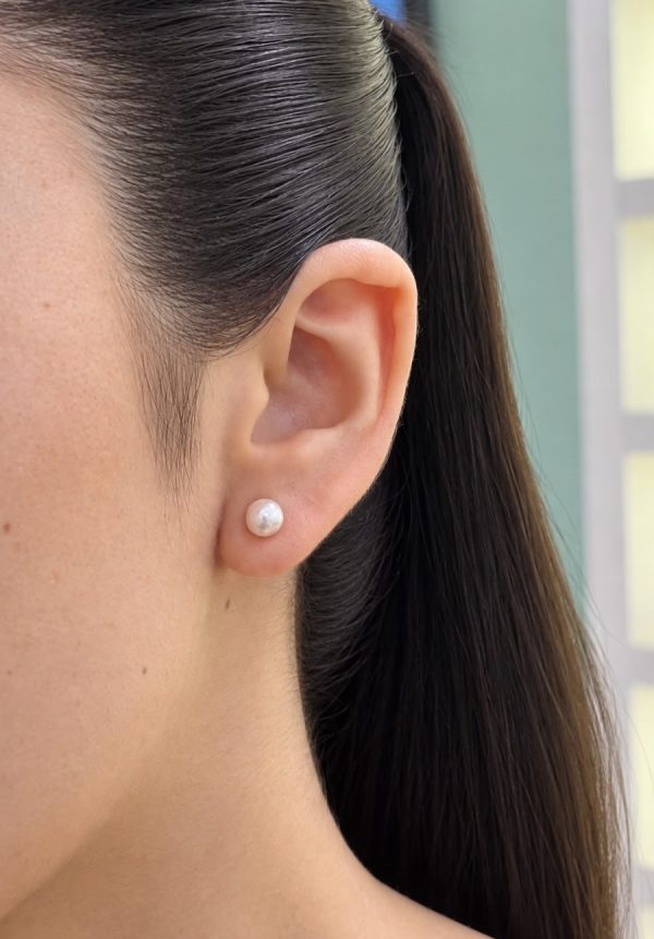 Aretes Perla plata 6 mm
