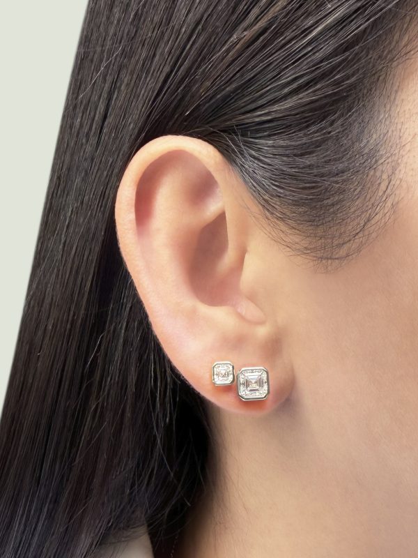 Aretes Kelly Moissanita plata 4 mm - Imagen 2