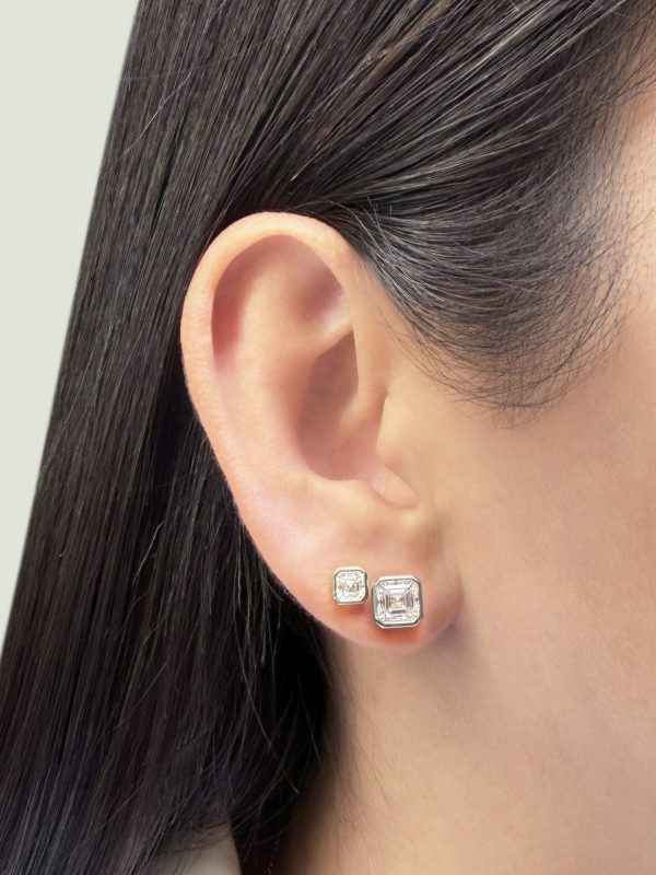 Aretes Kelly Moissanita plata 4 mm