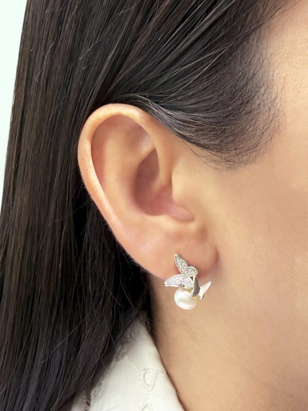 Aretes Mariposa perla