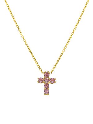 Cadena cruz rosado