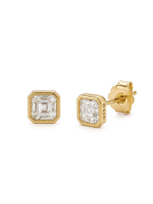 Aretes Kelly Moissanita 4 mm dorado