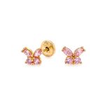 Aretes Mariposa cristal rosa