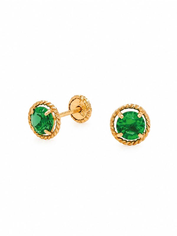 Aretes Solitario Verde - Imagen 2