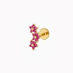 Piercing Trio de flores Fucsia 8 mm