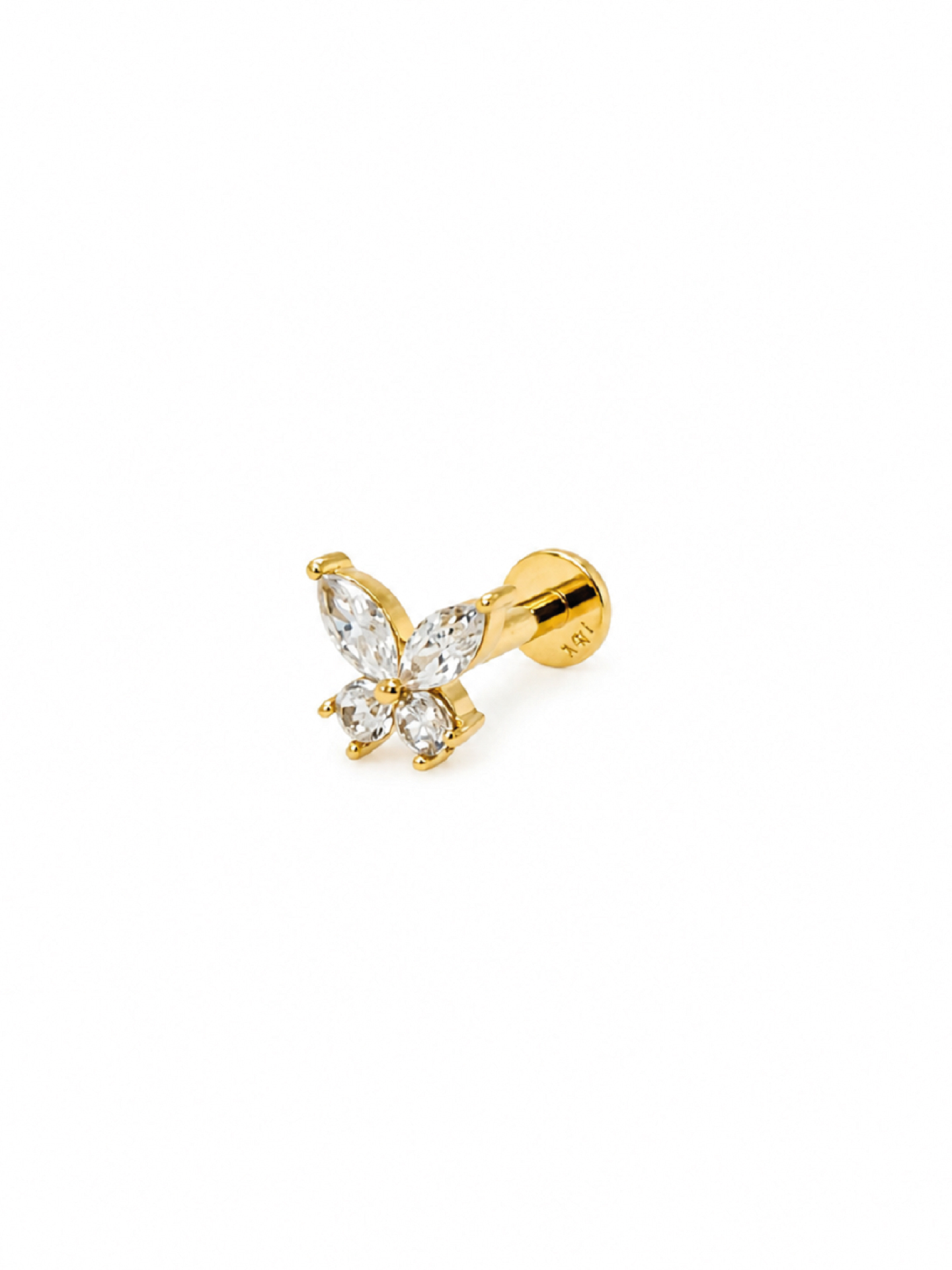 Piercing Mariposa blanco 6 mm