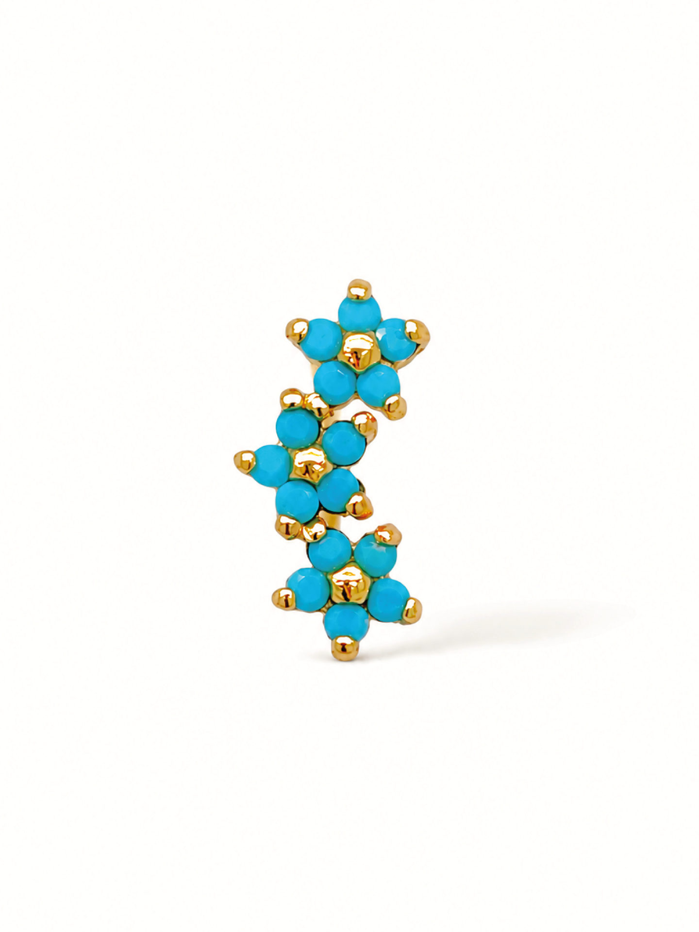 trio flores turquesa Piercing Trio de Flores turquesa 8 mm