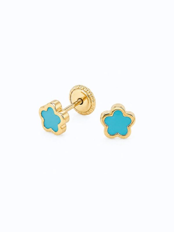 Aretes Flor turquesa - Imagen 2