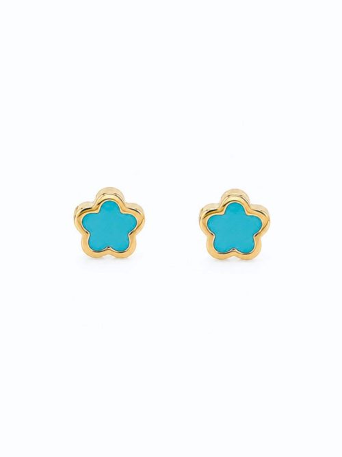 Aretes Flor turquesa