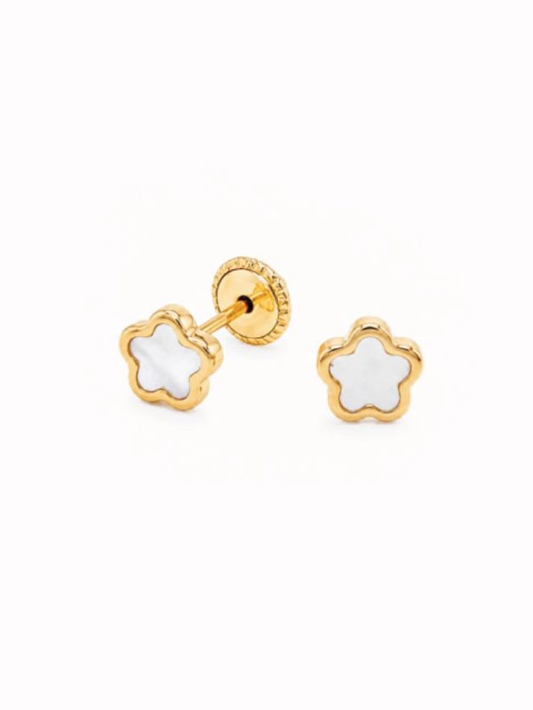 Aretes Flor madre perla - Imagen 2