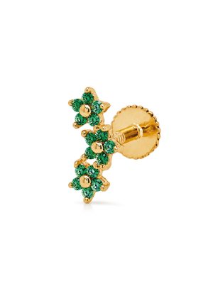 Piercing Trio Flores verde 8 mm