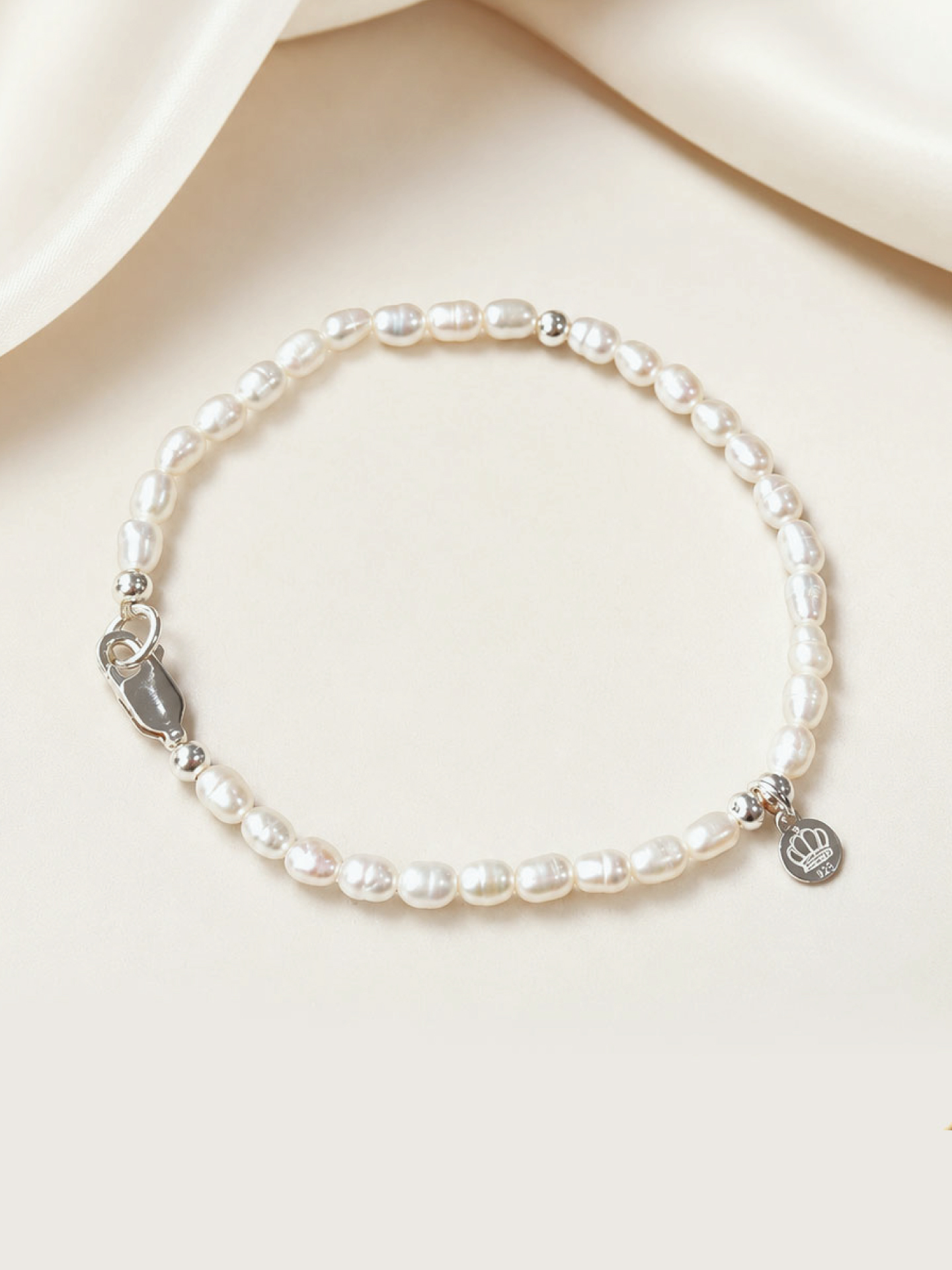 perla mini Pulsera perlita mini plata - Imagen 1