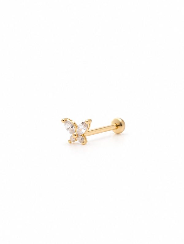 Piercing Mariposa blanco 8 mm